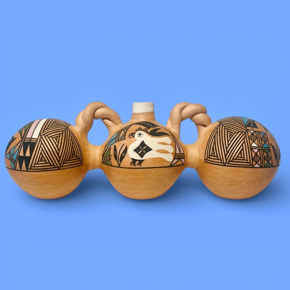 Native‎ American Acoma Pueblo Triple Canteen Polychrome Yolanda Trujillo Signed - Picture 2 of 15